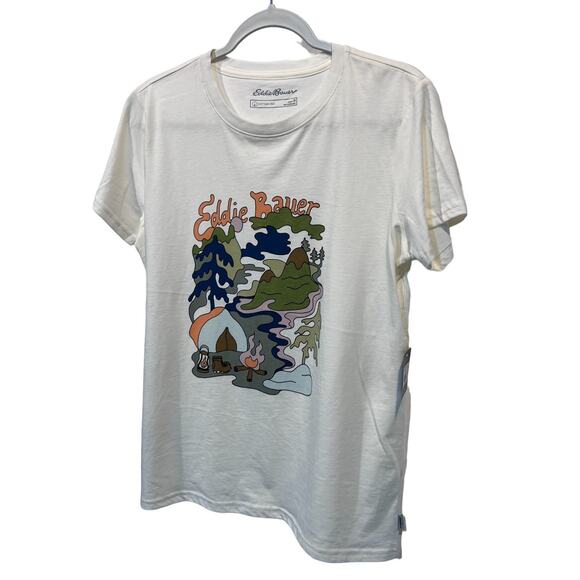Eddie Bauer Top Womens Size Medium Mountain Camping Outdoor Print T-Shirt NEW - Picture 9 of 12